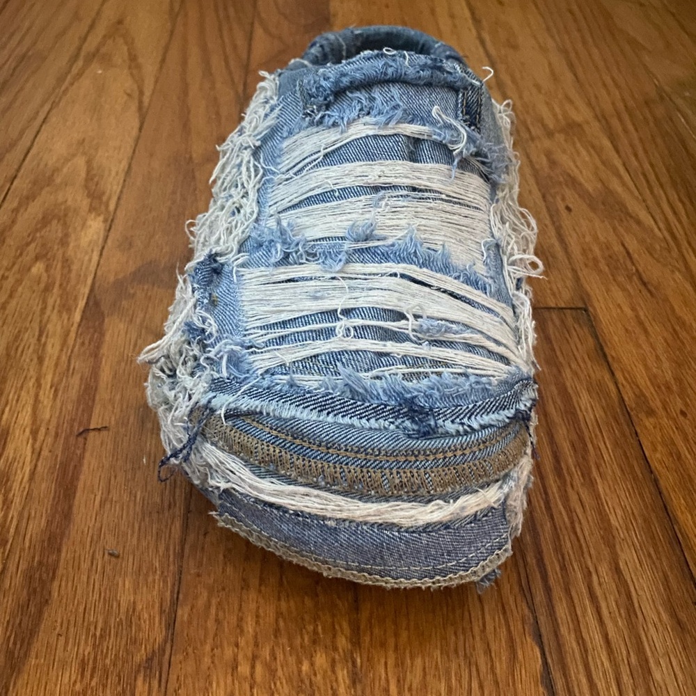 CLOGS Blue Zombie Distressed Denim Clogs.